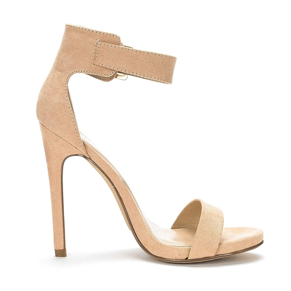 Fashion Pump Heel Sandals - NUDE SUEDE - 1